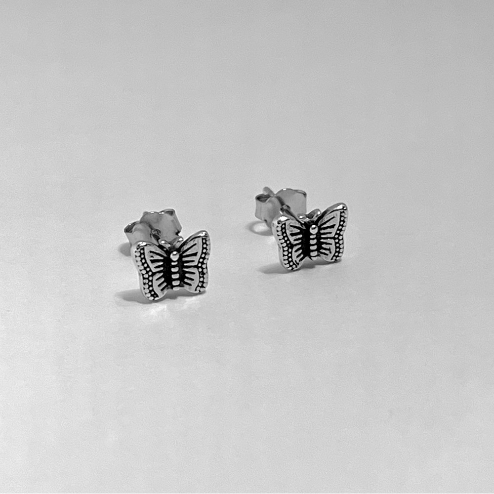 Sterling silver tiny butterfly stud earrings, butterfly earrings, butterfly stud